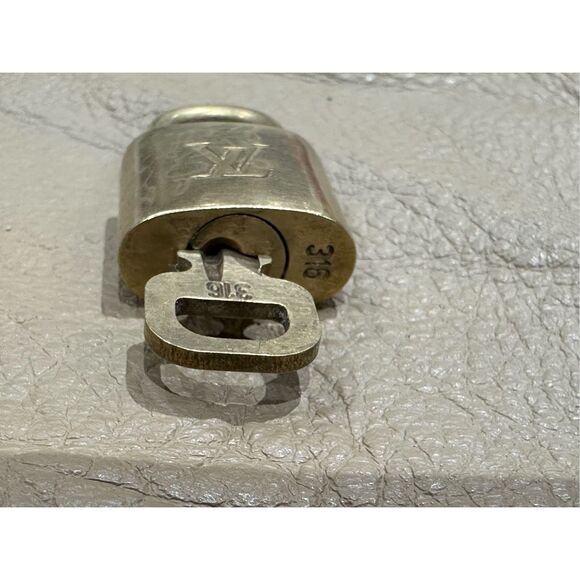 Louis Vuitton Vintage Brass PadLock & Key Lock & Key Authentic #316 - Picture 3 of 4